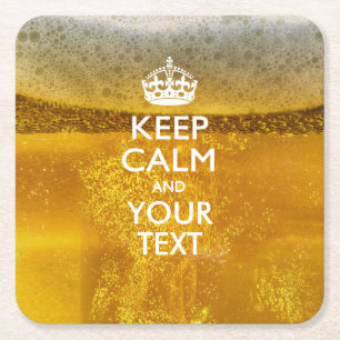 Dessous-de-verre Carré En Papier KEEP CALM personnalisé et votre texte sur la bière