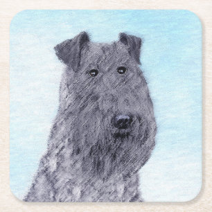 Dessous-de-verre Carré En Papier Kerry Blue Terrier Painting Cute Original Dog Art