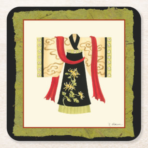 Dessous-de-verre Carré En Papier Kimono japonais traditionnel avec imprimé floral