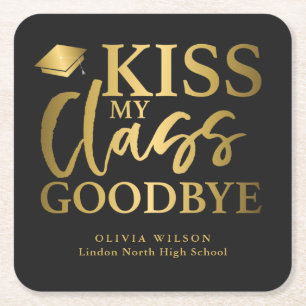 Dessous-de-verre Carré En Papier Kiss My Class Goodbye Funny Graduation Party