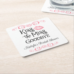 Dessous-de-verre Carré En Papier Kiss The Miss Goodbye Fête des mariées