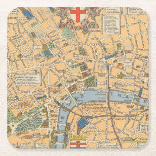 Dessous-de-verre Carré En Papier La carte des enfants de Londres, Angleterre