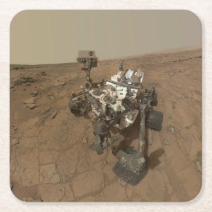 Dessous-de-verre Carré En Papier La Curiosité A Rover Sur La Surface De Mars.
