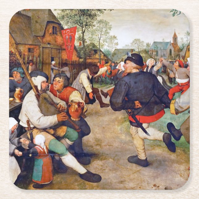 Dessous-de-verre Carré En Papier La Danse Paysanne, Pieter Bruegel (Devant)