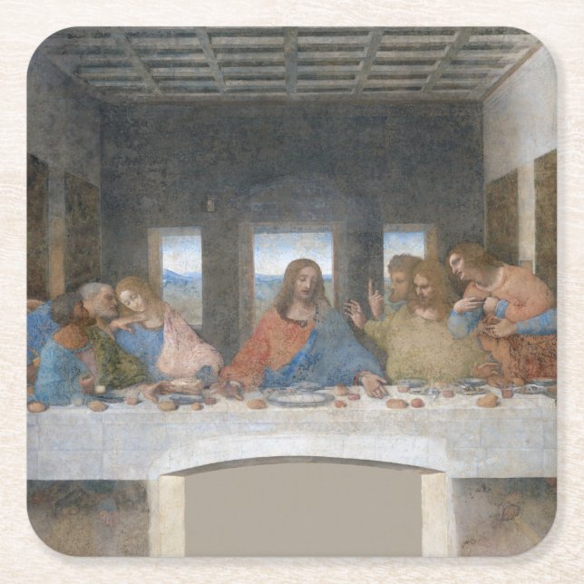 Dessous-de-verre Carré En Papier La Dernière Cène, Léonard de Vinci, 1495-1498 (Devant)