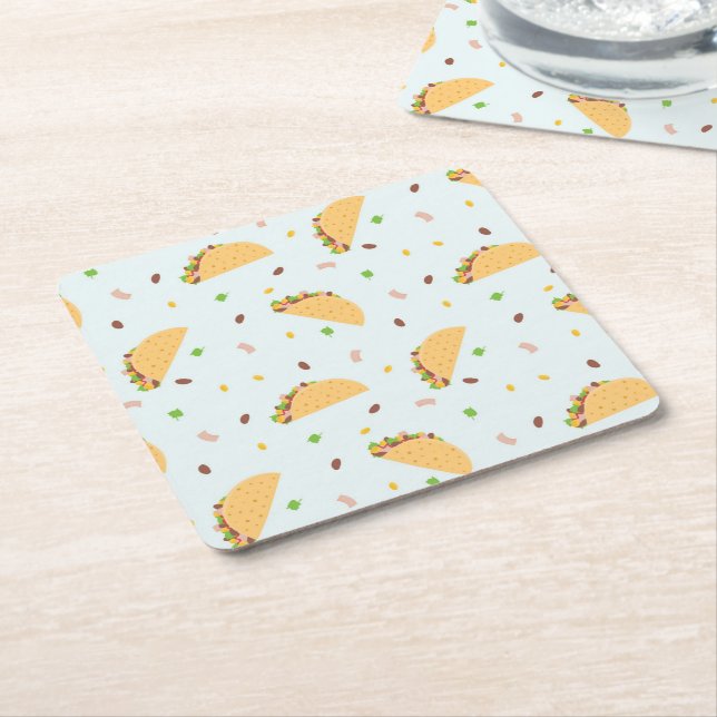 Dessous-de-verre Carré En Papier La faim du Motif de Tacos (Incliné)