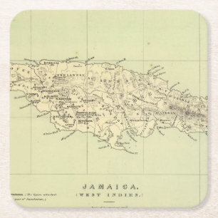 Dessous-de-verre Carré En Papier La Jamaïque a lithographié la carte