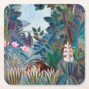 Dessous-de-verre Carré En Papier La jungle équatoriale, Rousseau