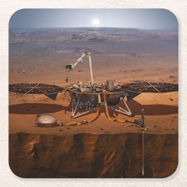 Dessous-de-verre Carré En Papier La Lander de l'Insight (Devant)