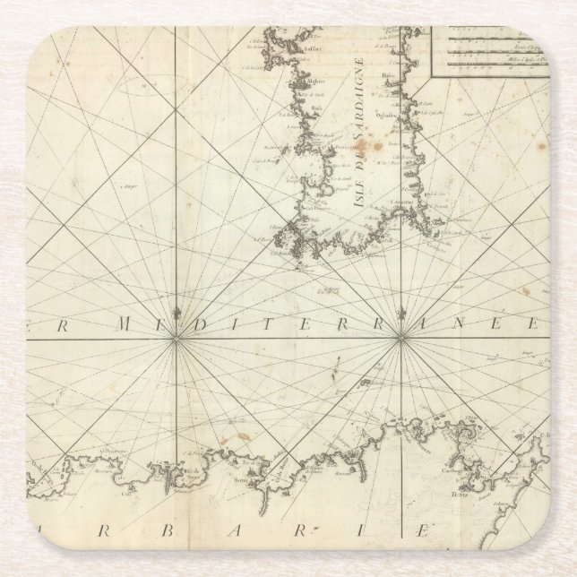 Dessous-de-verre Carré En Papier La mer Méditerranée 2 (Devant)