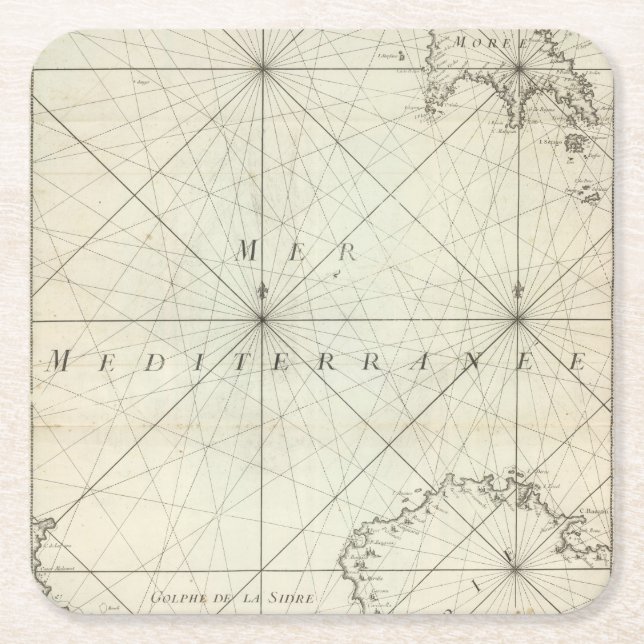 Dessous-de-verre Carré En Papier La mer Méditerranée 6 (Devant)