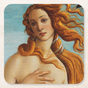 Dessous-de-verre Carré En Papier La naissance de Vénus (détail), Sandro Botticelli