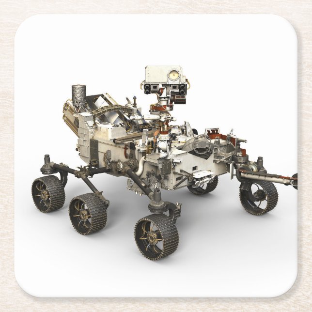 Dessous-de-verre Carré En Papier La Persévérance Mars Rover Sur Arrière - plan Blan (Devant)