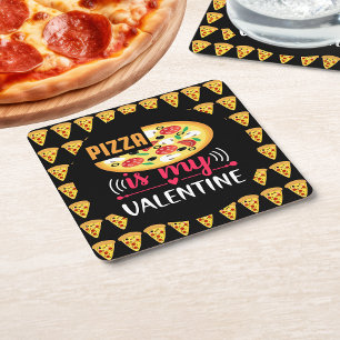 Dessous-de-verre Carré En Papier La Pizza Est Ma Saint Valentin Amusante