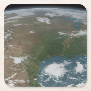 Dessous-de-verre Carré En Papier La Planète Panoramique Terre Et Les Etats-Unis. 2