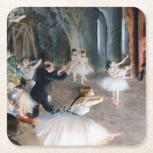 Dessous-de-verre Carré En Papier La répétition sur scène, Edgar Degas