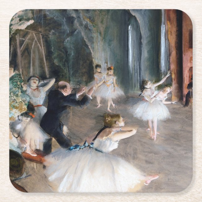 Dessous-de-verre Carré En Papier La répétition sur scène, Edgar Degas (Devant)