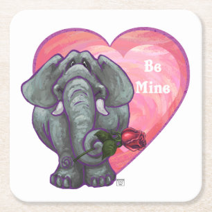 Dessous-de-verre Carré En Papier La Saint-Valentin des éléphants