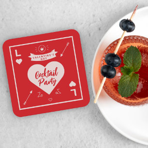 Dessous-de-verre Carré En Papier La Saint-Valentin Rouge Rose Cœur et Fête d'Amour