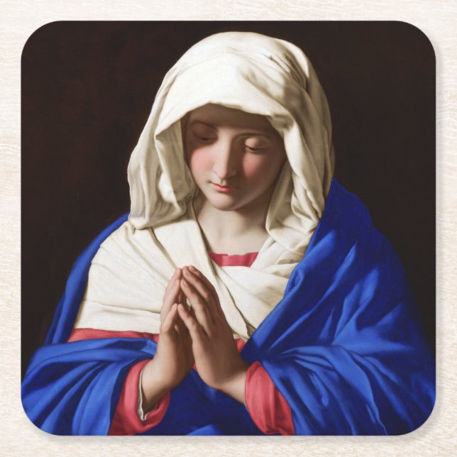Dessous-de-verre Carré En Papier La Vierge dans la prière, Sassoferrato (Devant)
