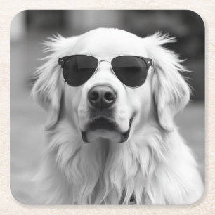 Dessous-de-verre Carré En Papier Labrador Cool avec Lunettes de Soleil – Création d