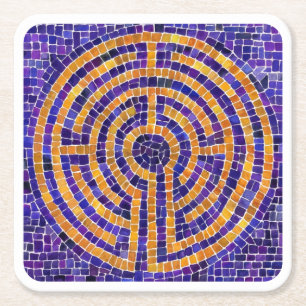 Dessous-de-verre Carré En Papier LABYRINTH MOSAIC Carré Dessous de verre papier - B