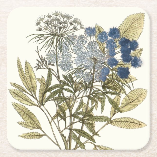 Dessous-de-verre Carré En Papier Lacy Feuilles - Fleurs et verdure (Devant)