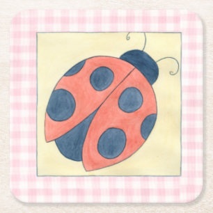 Dessous-de-verre Carré En Papier Ladybug Trio Atterrissage sur Fleurs