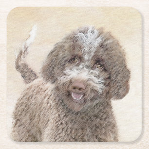Dessous-de-verre Carré En Papier Lagotto Romagnolo Peinture - Cute Original Chien A