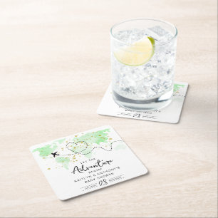 Dessous-de-verre Carré En Papier "Laissons Commencer L'Aventure !" Baby shower Cart