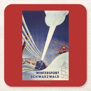 Dessous-de-verre Carré En Papier L'Allemagne - ski dans la forêt noire
