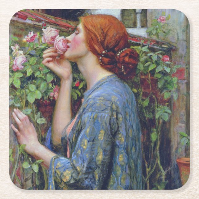 Dessous-de-verre Carré En Papier L'âme du Rose, John William Waterhouse (Devant)