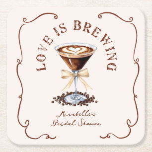 Dessous-de-verre Carré En Papier L'amour brasse la Fête des mariées Espresso Martin
