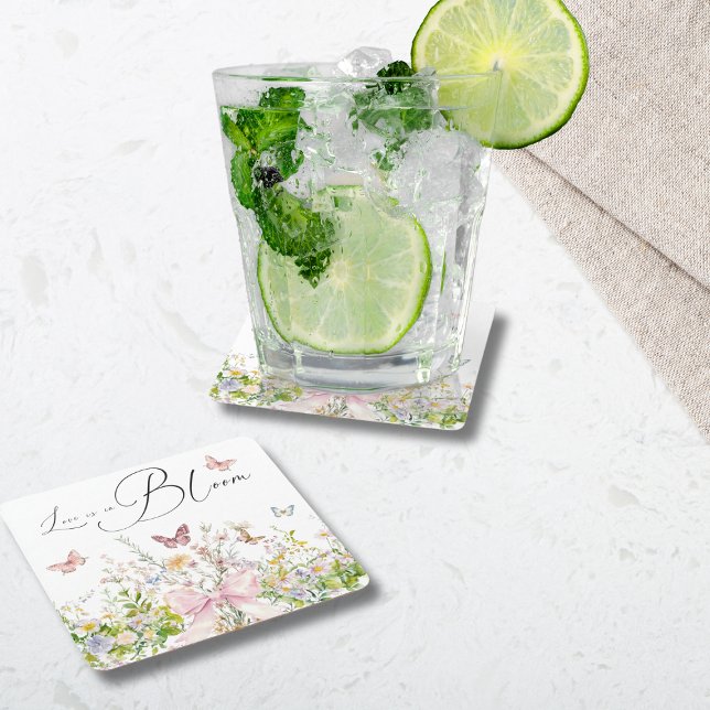 Dessous-de-verre Carré En Papier L'amour dans Boom Fleur sauvage  Pink Bow Fête des (Créateur téléchargé)