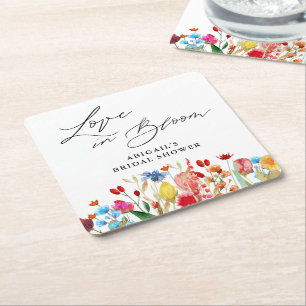Dessous-de-verre Carré En Papier L'amour en fleur Fête des mariées Fleur sauvage Fa