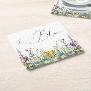 Dessous-de-verre Carré En Papier L'amour est en fleurs Fête de mariage champêtre Fl