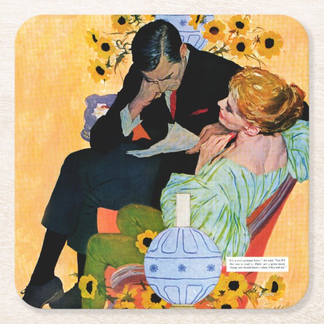 Dessous-de-verre Carré En Papier L'amour meurt lentement (Devant)