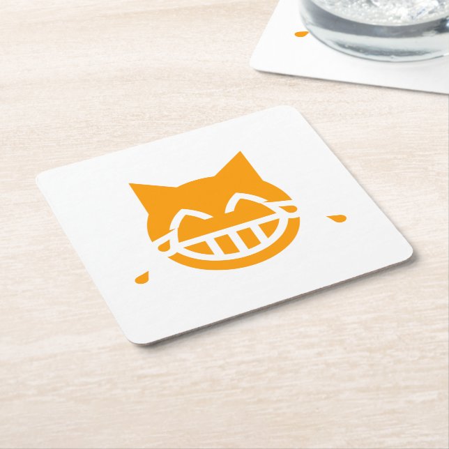 Dessous-de-verre Carré En Papier Larmes de la Joie Chat Emoji (Incliné)
