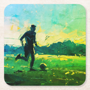 Dessous-de-verre Carré En Papier "L'art du football" (Style 4) Peinture à l'huile