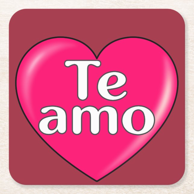 Dessous-de-verre Carré En Papier Latin - Je vous aime (Devant)