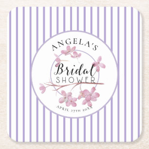 Dessous-de-verre Carré En Papier Lavande Rose Lilas Rayures Bridal Shower 