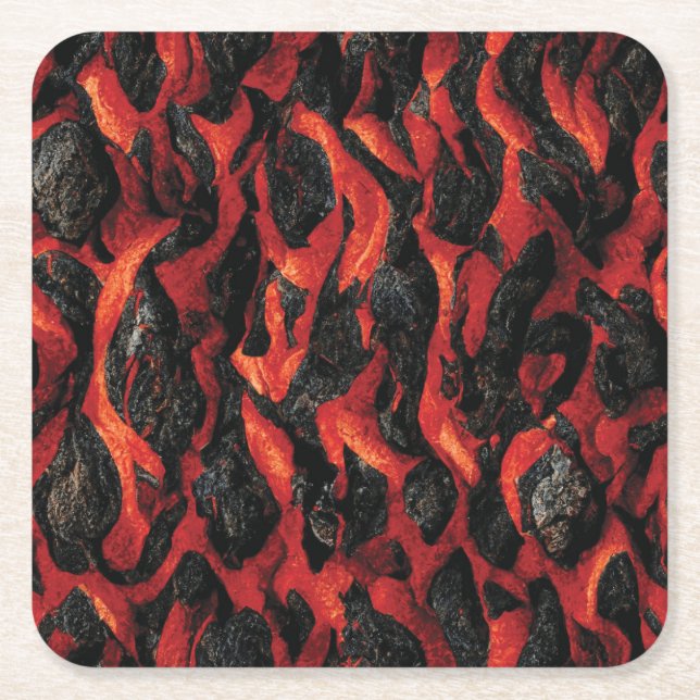 Dessous-de-verre Carré En Papier Lave Et Roches Volcaniques | Volcano Magma motif (Devant)