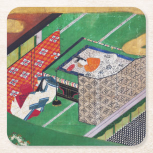 Dessous-de-verre Carré En Papier Le Conte de Genji, Tawaraya Sotatsu