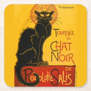 Dessous-de-verre Carré En Papier Le Conversation Noir Le Chat Noir Art Nouveau Vint