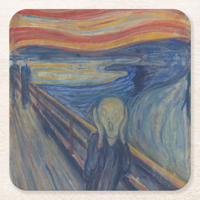 Dessous-de-verre Carré En Papier Le cri, Edvard Munch (Devant)