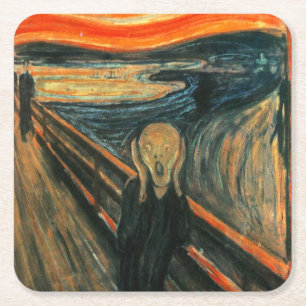 Dessous-de-verre Carré En Papier Le cri Edvard Munch Art Expressionniste Moderne