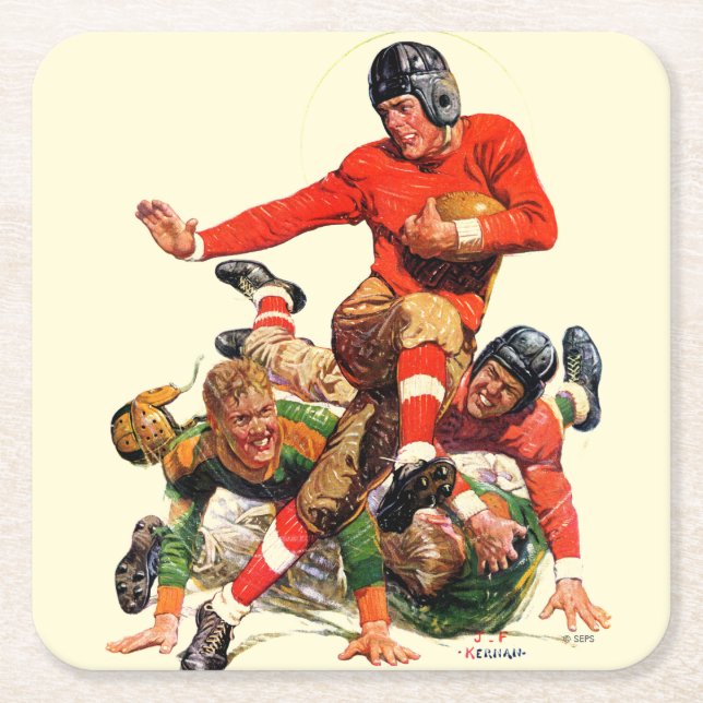 Dessous-de-verre Carré En Papier Le football d'université (Devant)