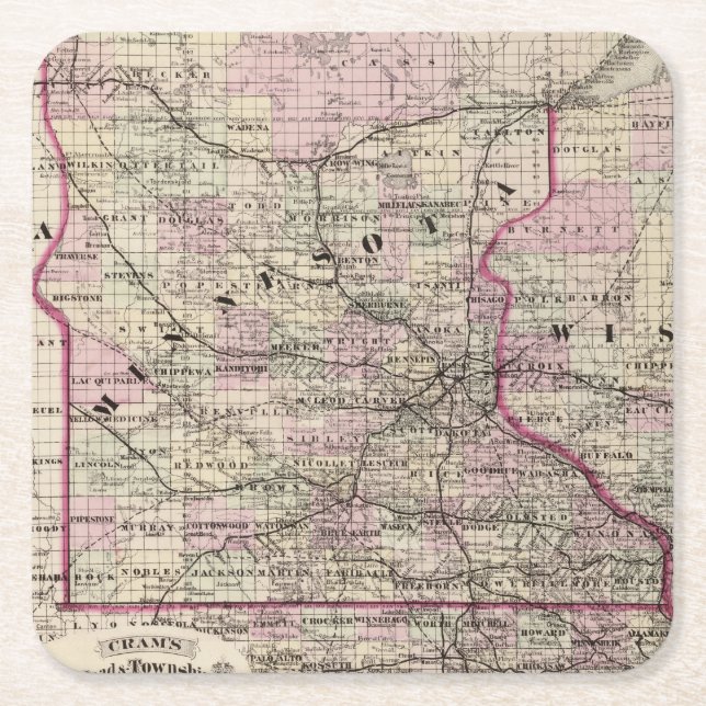 Dessous-de-verre Carré En Papier Le Minnesota 9 (Devant)