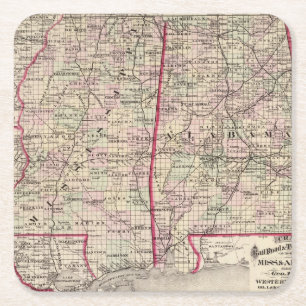 Dessous-de-verre Carré En Papier Le Mississippi et l'Alabama