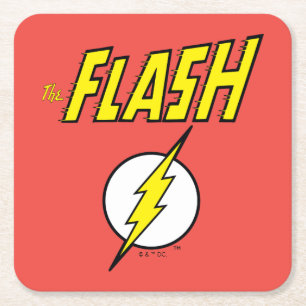 Dessous-de-verre Carré En Papier Le nom Flash et logo d'éclair